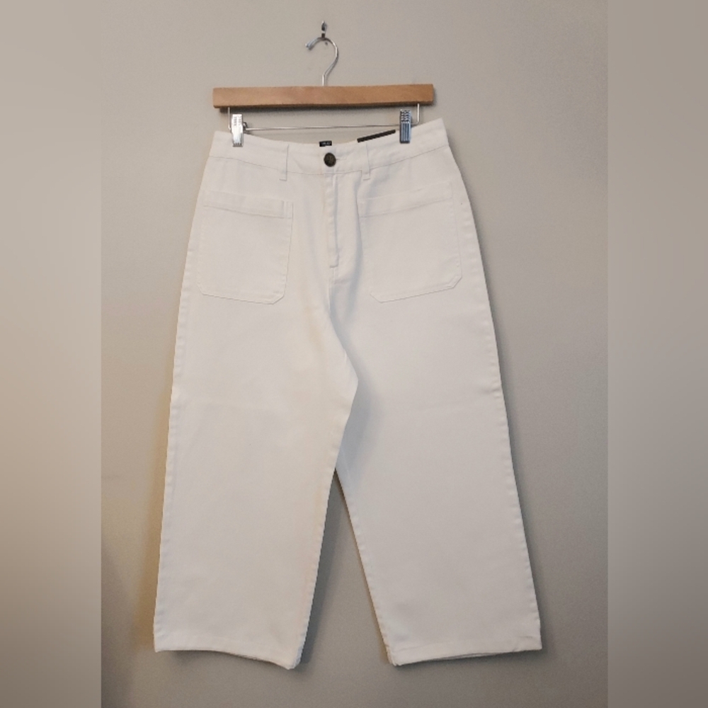 Who What Wear Straight White Cropped Denim Jean Size 8 NEW NWT Patch Pockets - Picture 2 of 12